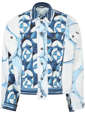 Dolce & Gabbana majolica-print denim jacket - White