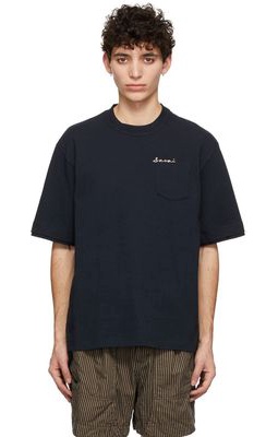 sacai Navy Cotton T-Shirt