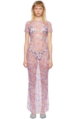 PRISCAVera Purple Nylon Maxi Dress