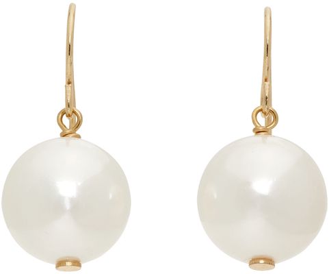 Jil Sander Gold Pearl Drop Earrings