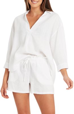 Sea Level Kyotot Linen Cover-Up Shirt in White
