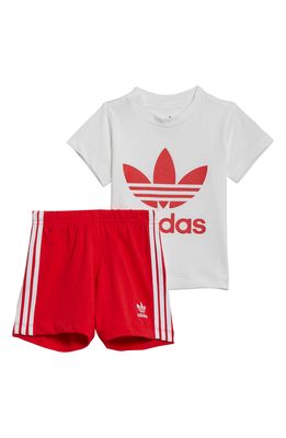 adidas Kids' Graphic Tee & Shorts Set in White/Vivid Red