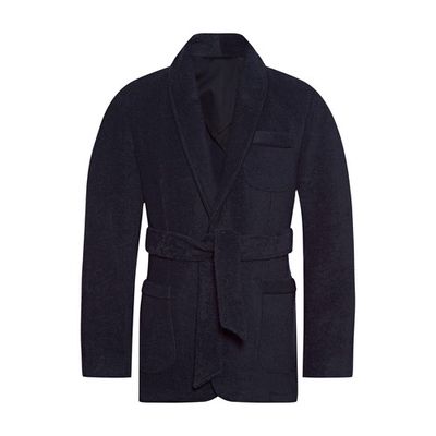 Terry cloth smoking jacket with thick pile