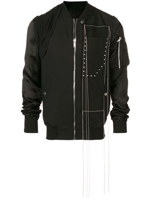 Rick Owens stitch detailed bomber jacket - Black