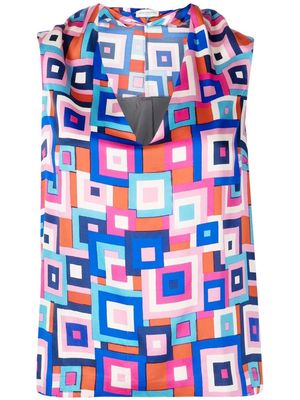 Dries Van Noten Pre-Owned geometric-print sleeveless silk top - Multicolour