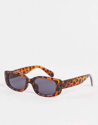 Madein rectangle frame sunglasses in cheetah print-Brown