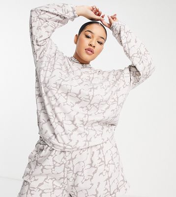 South Beach Plus neutral marble print hoodie-Multi