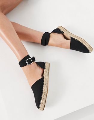 Truffle Collection espadrille sandal with buckle detail in black
