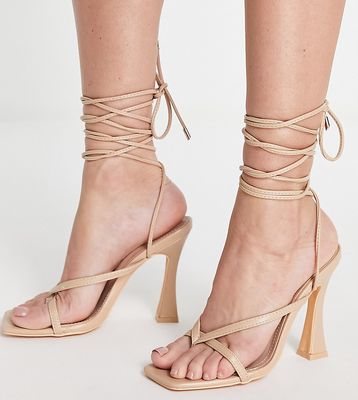 Glamorous Wide Fit strappy heeled sandals in beige-Neutral