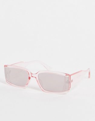 Madein rectangle sunglasses in sheer pink