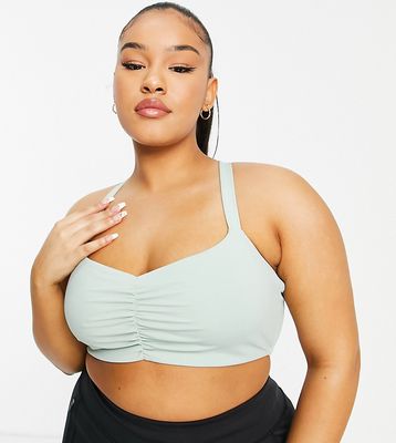 South Beach Plus light support ruched sports bra in frosty green
