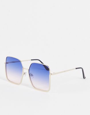 Madein square frame sunglasses in ombre blue