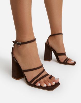 Ego Octavia block heel sandals in chocolate-Brown