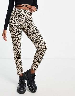 Urban Bliss skinny jeans in leopard print-Multi