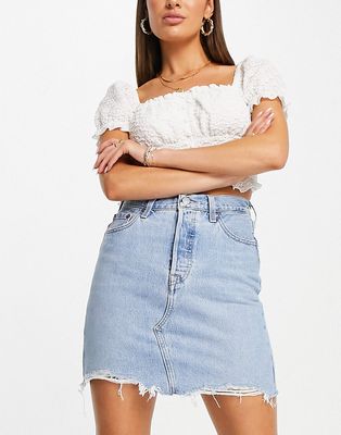 Levi's deconstructed iconic skirt in light wash blue