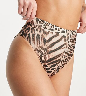 ASOS DESIGN Tall mix and match high leg high waist bottom in leopard animal print-Multi