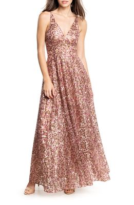 Dress the Population Ariyah Sequin Embroidered Ballgown in Blush Multi