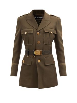 Tom Ford - Single-breasted Belted Wool-blend Jacket - Womens - Khaki