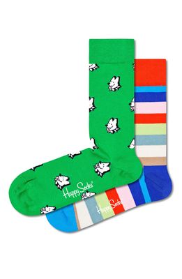 Happy Socks Assorted 2-Pack Dogs Crew Socks Gift Set in Bright Green