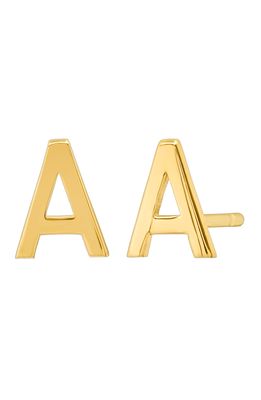 BYCHARI Initial Stud Earrings in 14K Yellow Gold-A