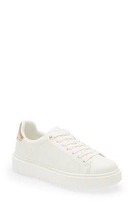 Steve Madden Charlie Platform Sneaker in White/Rose Gold