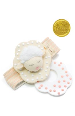 MITTEEZ Organic Cotton Baby Teething Wristlet Rattle in Pink/ivory