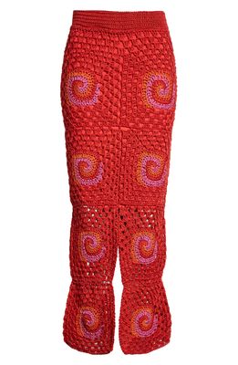 AYNI Inti Crochet Pima Cotton Maxi Skirt in Tomato