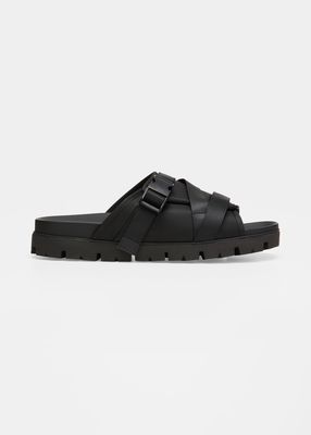 Men's Fusbett Nastro Strappy Buckle Lug-Sole Slides