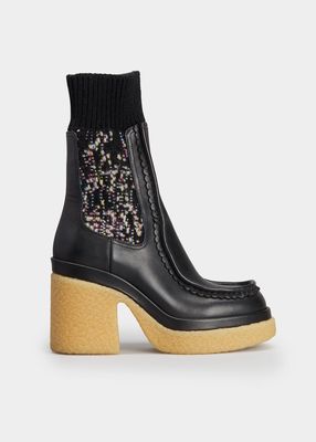 Jamie Leather Cashmere Sock Booties