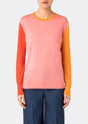 Colorblock Wool Pullover