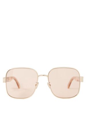 Dior - Signature 5su Square Metal Sunglasses - Womens - Pink Gold