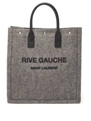 Saint Laurent - Rive Gauche Logo-embroidered Wool-blend Tote Bag - Mens - Grey