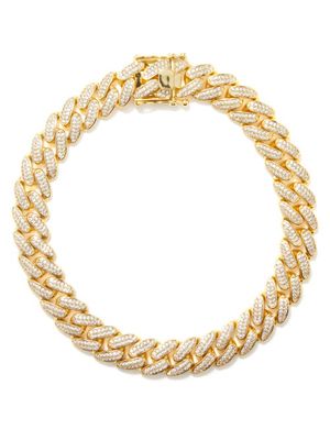 Fallon - Crystal-pavé Curb-link Necklace - Womens - Yellow Gold