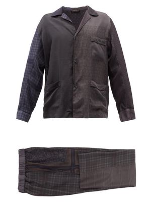 Brioni - Patchwork Silk-satin Shirt And Trousers - Mens - Multi
