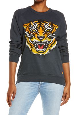 Aviator Nation Tiger Print Sweatshirt in Charcoal