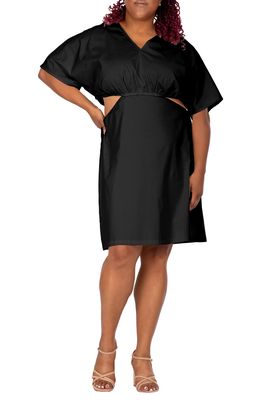 Poetic Justice Sparkler Dolman Sleeve Cutout Dress in Black