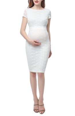 Kimi and Kai Lyanna Lace Body-Con Maternity Dress in White
