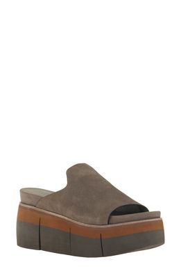 Naked Feet Flow Wedge Slide Sandal in Otter Suede