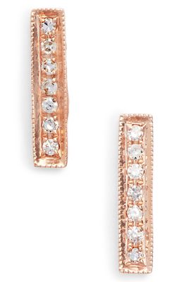 Dana Rebecca Designs Sylvie Rose Diamond Bar Stud Earrings in Rose Gold