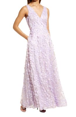 Eliza J 3D Floral Evening Gown in Lavender