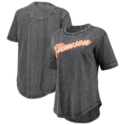 Women's Pressbox Black Clemson Tigers Shortstop Mineral Wash T-Shirt