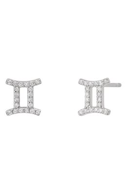 BYCHARI Zodiac Diamond Stud Earrings in 14K White Gold - Gemini