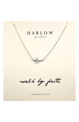 HARLOW by Nashelle Sideways Cross Boxed Necklace in Silver