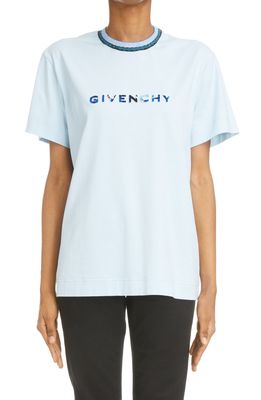 Givenchy Logo Applique Cotton T-Shirt in 452-Light Blue