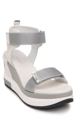NeroGiardini Ankle Strap Wedge Sandal in Grey/Ivory