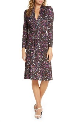 French Connection Frances Meadow Jersey Long Sleeve Dress in Black Multi