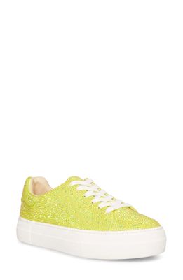 Betsey Johnson Sidny Crystal Pave Platform Sneaker in Bright Citron
