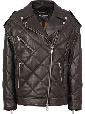 Dolce & Gabbana quilted zip-fastening biker jacket - Black