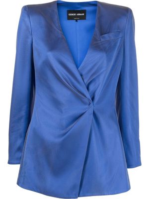 Giorgio Armani asymmetric silk jacket - Blue