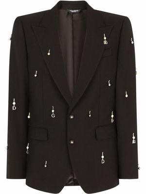 Dolce & Gabbana logo-charm detailing tailored suit jacket - Black